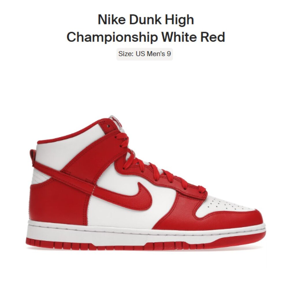 Size 9 - Nike Dunk High Retro Championship White Red DD1399-106 AUTHENTIC NEW!